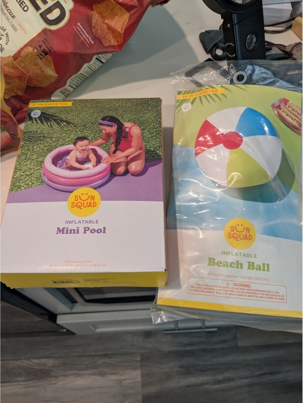 Sun Squad Inflatable Mini Pink Pool Kiddie Splash Water Toy 27" & Beach Ball